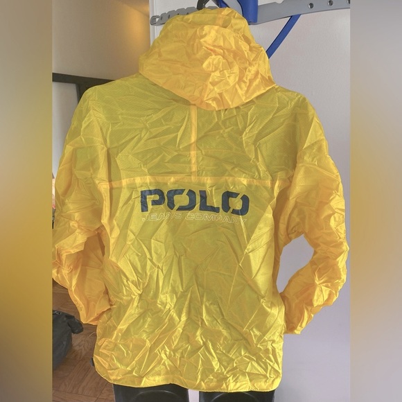 🏇🏽💛Polo Ralph Lauren Jeans Packable Windbreaker Jacket Yellow Blue Size M - Picture 7 of 12